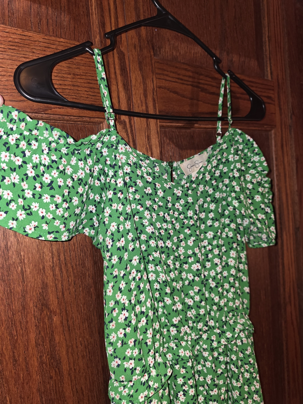 Jessica Simpson Green Floral Cold-Shoulder Dress